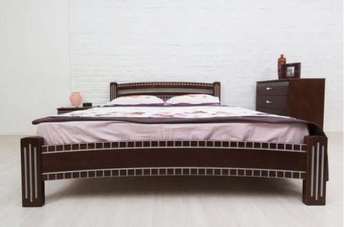 Ліжко двоспальне МІКС-меблі Пальміра 160x200 світлий горіх / патина срібло