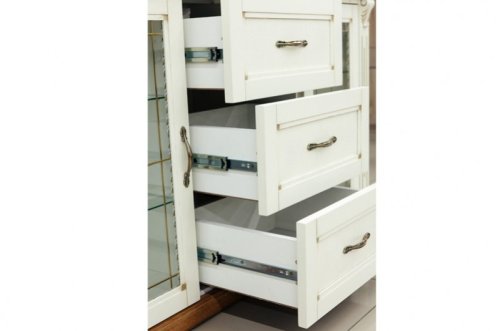 Комод МИКС-мебель 2Д3Ш Freedom c витражем слоновая кость+золото