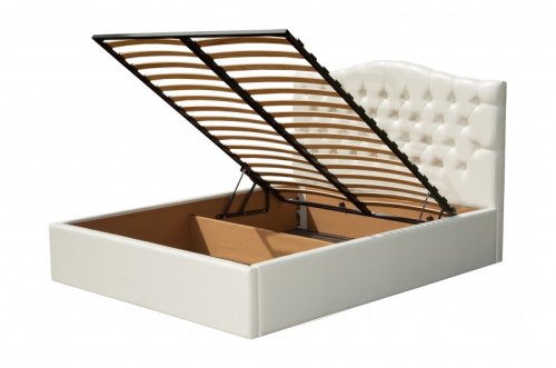 Ліжко двоспальне МІКС-меблі Домініка з підйомним механізмом 160x200 кожзам Колізей 01 білий