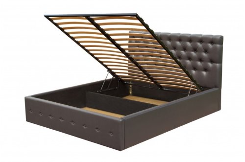 Кровать двуспальная МИКС-мебель Колизей с подъемным механизмом 160x200 кожзам Лорд 20 серый