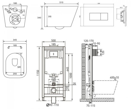 Унитаз с инсталляцией Volle Libra S Rimless 13-41-160S+201010+221515
