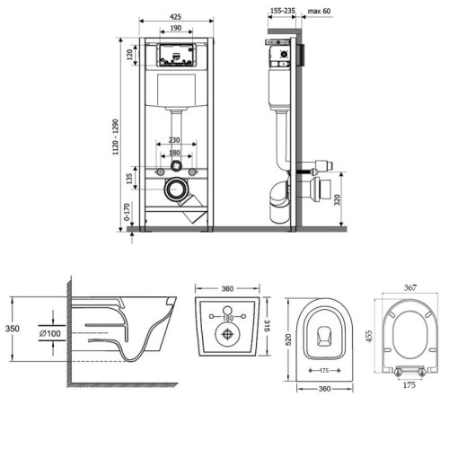Набор Qtap инсталляция Nest QTNESTM425M11CRM + унитаз с сиденьем Jay QT07335176W (M425M11CRMQT07335176W)