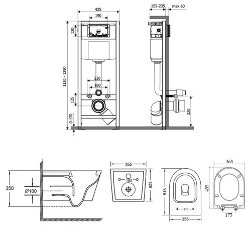 Набор Qtap инсталляция Nest QTNESTM425M11CRM + унитаз с сиденьем Swan QT16335178W (M425M11CRMQT16335178W)