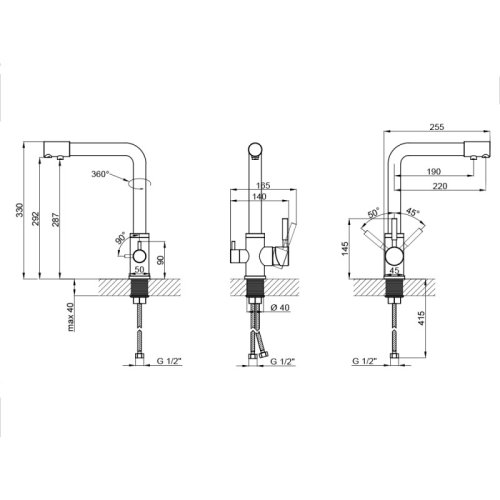 Смеситель для кухни с фильтром Lidz (CRM) 200 32 022 00 (LIDZCRMOVER6002200)