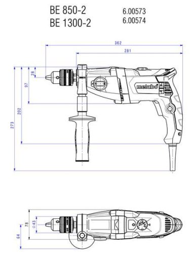 Дрель Metabo BEV 1300-2