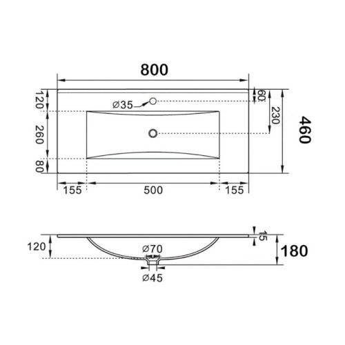 Умивальник Qtap Albatross з донним клапаном QT01113080CW