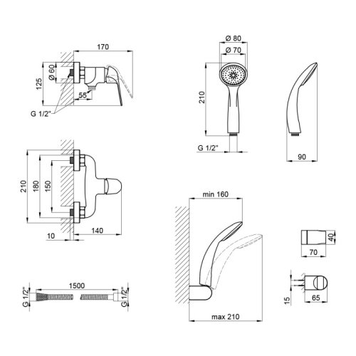 Смеситель для душа Qtap Arena CRM 010 (QTARECRM010)