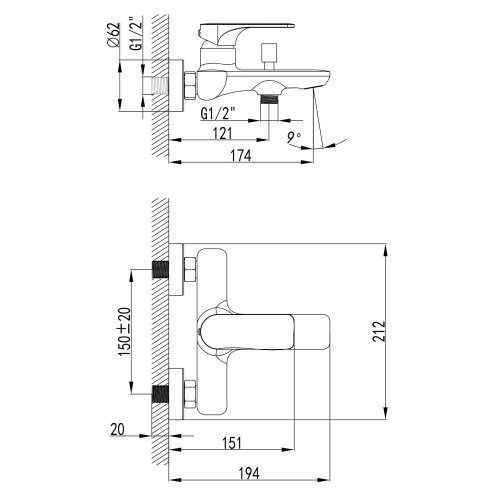 Змішувач для ванни Imprese Bilina 10225BN