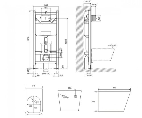 Унітаз з інсталяцією VOLLE Libra S Rimless 13-41-160S + I8120