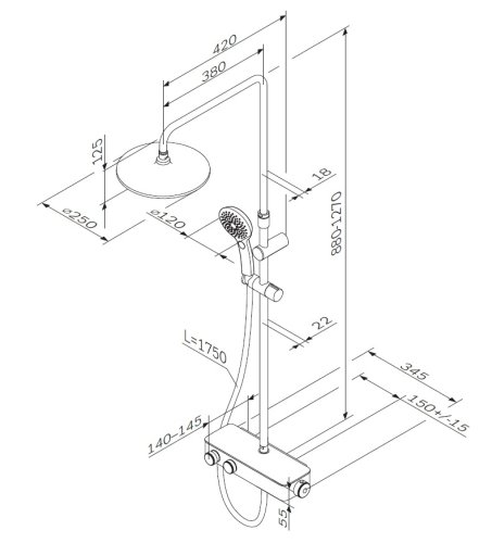 Душевая система AM.PM Inspire 2.0 F0750A400