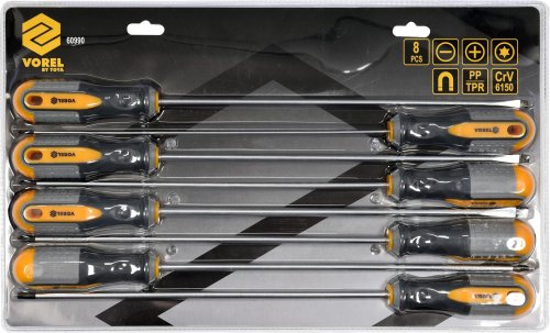 Набор отверток с удлиненными стержнями VOREL 60990 (8 предметов)