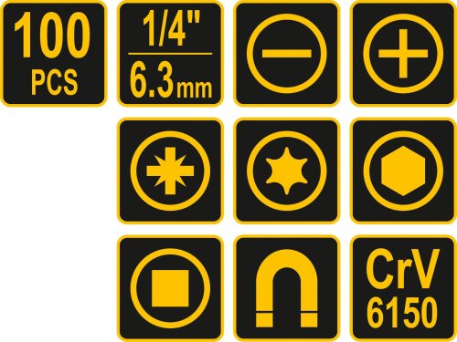 Набор отверток и отверточных насадок VOREL 60750 (100 предметов)