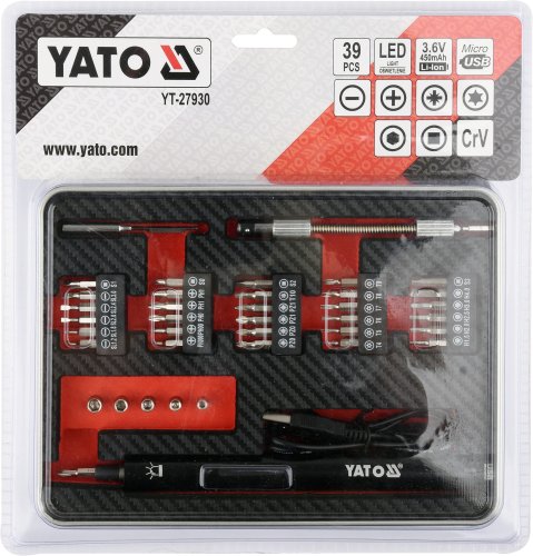 Отвертка аккумуляторная с набором бит YATO YT-27930