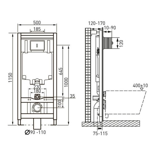 Унітаз з інсталяцією VOLLE Larios 13-27-385 + 141919