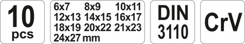 Набор ключей рожковых YATO YT-0380 (10 предметов)