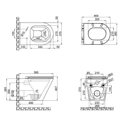Унитаз подвесной Qtap Robin Rimless Slim Soft-close QT13332141ERW