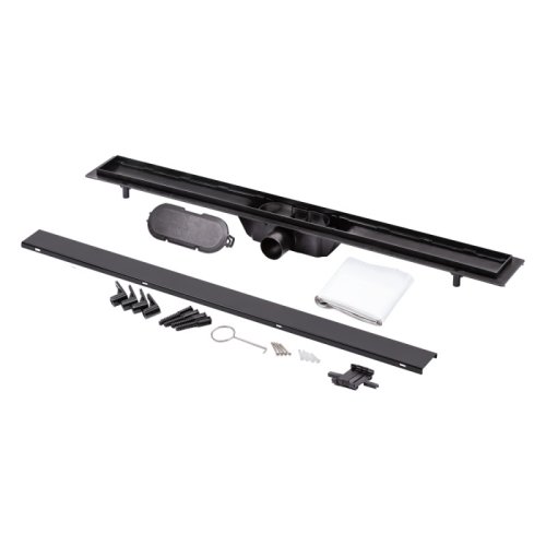 Трап линейный Qtap Dry Tile304-900MBLA с нержавеющей сеткой 900х70