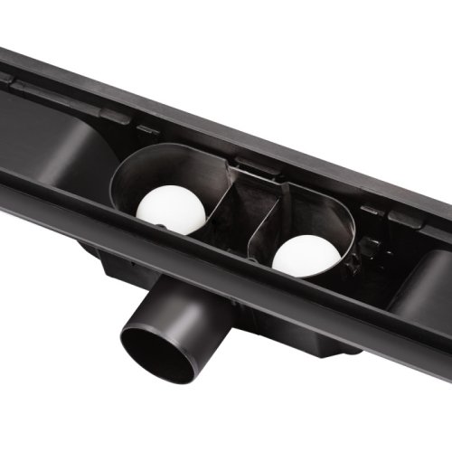 Трап линейный Qtap Dry Tile304-600MBLA с нержавеющей сеткой 600х70