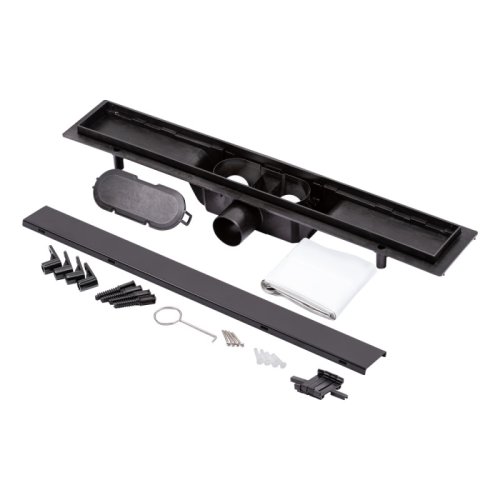 Трап линейный Qtap Dry Tile304-600MBLA с нержавеющей сеткой 600х70