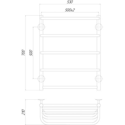 Полотенцесушитель электрический Lidz Standard shelf (CRM) P5 500x700 LE с полкой