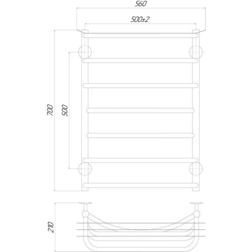 Рушникосушарка електрична Lidz Yunost (CRM) P7 500x700 LE