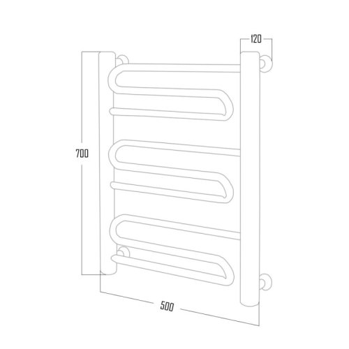 Полотенцесушитель водяной Lidz Zigzag (CRM) D32/20х1/2" 500x700 P3