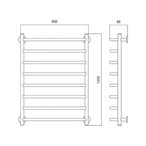 Полотенцесушитель водяной Lidz Trapezium (CRM) D38/25 500x1200 P8