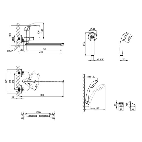 Змішувач для ванни Lidz (CRM) Premiera 84 005-1