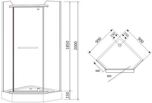 Душова кабіна Rozzy Jenori Duct 90x90 90RZ079