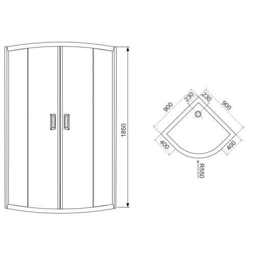 Комплект EGER TISZA (AMUR) душевая кабина 90*90*185см (599-021-A/1) + CROMETTA E 240 1jet Showerpipe (27271000)