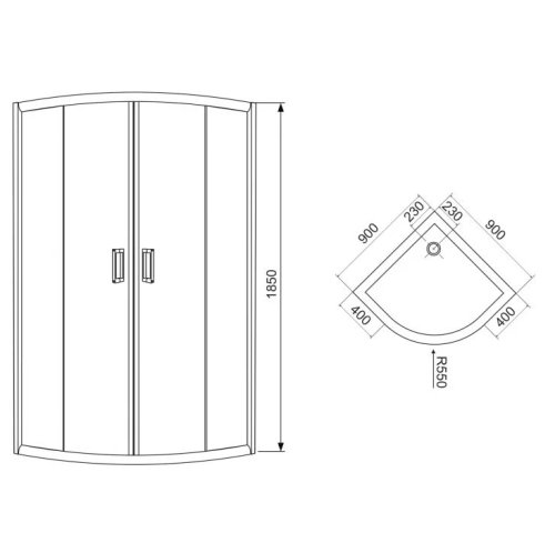 Комплект EGER TISZA (AMUR) душова кабіна 90*90*185см (599-021-A/1) + JESENIK змішувач прихованого монтажу для душу (VR-15140)