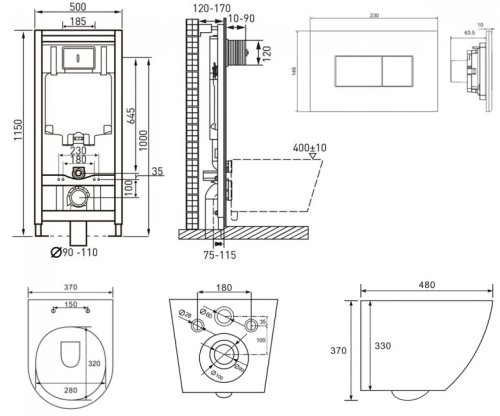 Унітаз з інсталяцією VOLLE Amadeus M Rimless 13-06-055M+201010+221515