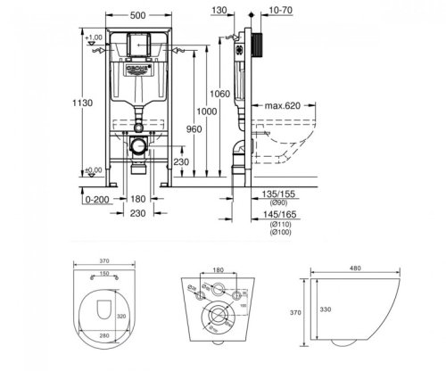 Унитаз с инсталляцией VOLLE Amadeus M Rimless 13-06-055M+38772001+37131000