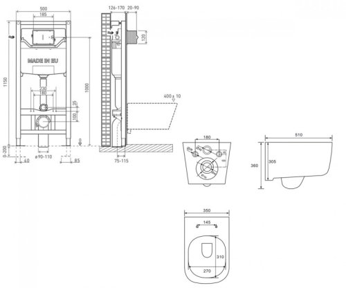 Унітаз з інсталяцією VOLLE Hippo Rimless 13-44-202+201010