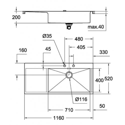 Кухонна мийка Grohe Sink K1000 31582SD0 зі змішувачем Grohe Eurosmart Cosmopolitan 32843002