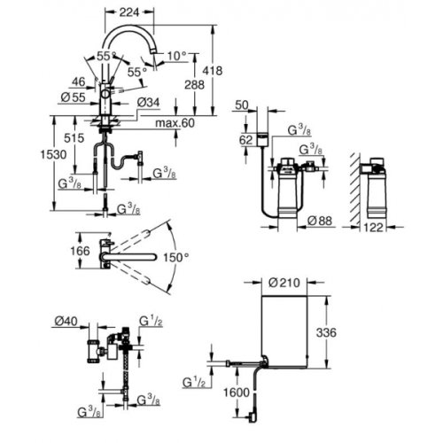 Змішувач для кухні Grohe EX Red Duo 30083001 + рушникотримач Grohe Selection Cube 40807000