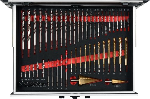 Дриль-шуруповерт ударний акумуляторний YATO YT-44250 + свердла + фрези + викруткові насадки + кейс