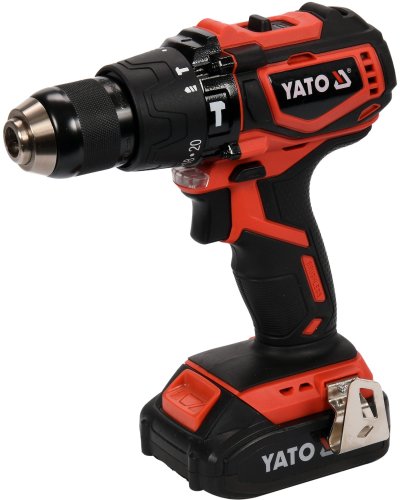 Дриль-шуруповерт ударний акумуляторний YATO YT-44250 + свердла + фрези + викруткові насадки + кейс