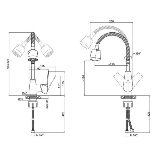 Смеситель для кухни с рефлекторным изливом Lidz (CRM)-20 38 014 04
