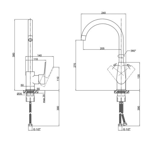 Смеситель для кухни Lidz (CRM)-20 3801508