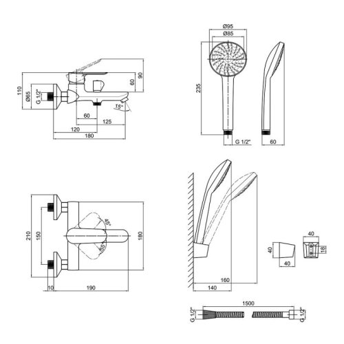 Смеситель для ванны Lidz (CRM)-15 36 006 00