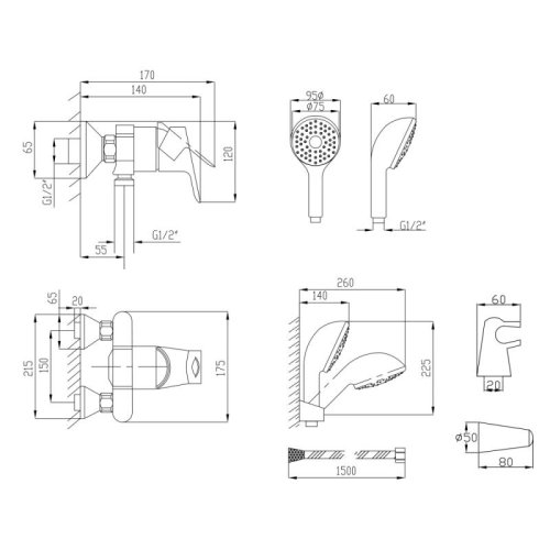 Смеситель для душа Lidz (CRM) J-Lex 40010