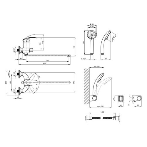 Смеситель для ванны Lidz (CRM) Mars 81 005-1