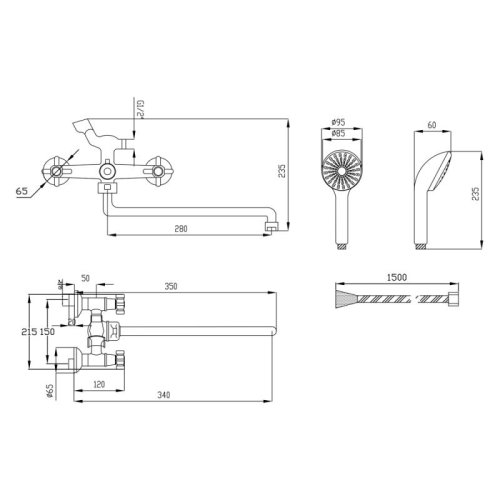Смеситель для ванны Lidz (CRM) 75 22 140S