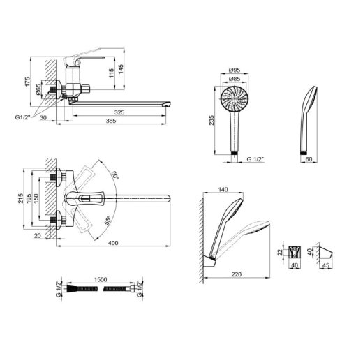 Смеситель для ванны Lidz (CRM) 44 80 005-1