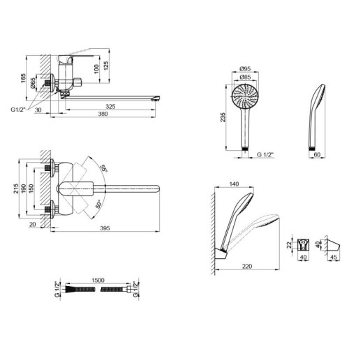 Змішувач для ванни Lidz (CRM) 24 49 005A-1