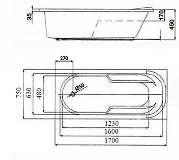 Ванна VOLLE Iberia New 170х75 TS-1772140