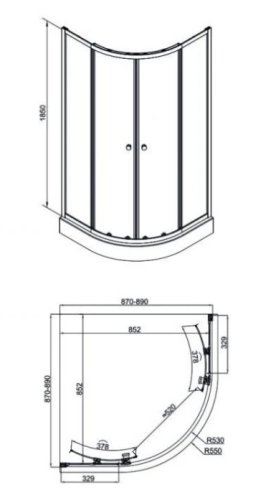 Душевая кабина Qtap Presto CRM1099AP5 Pear с линейным трапом Dry FA304-600