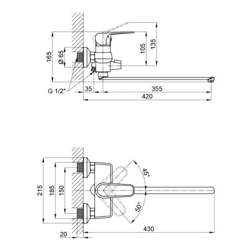 Смеситель для ванны Qtap Olsava 3212107GC