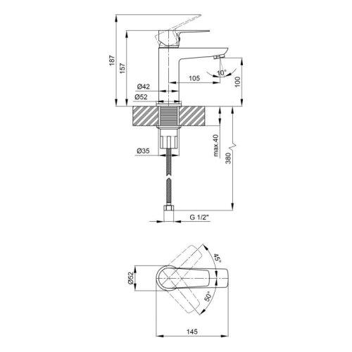 Змішувач для умивальника Qtap Planice 1015107C
